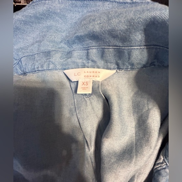 LC Lauren Conrad ruffle layered light denim like dress size XS - Picture 4 of 4